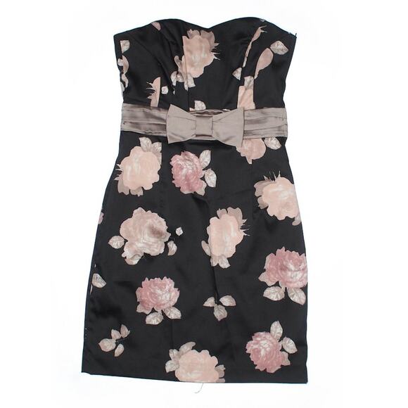 H&M Strapless Black Formal Floral Cocktail Dress - Picture 1 of 7